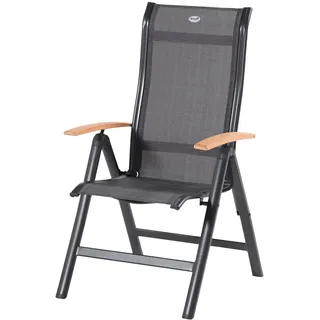 HARTMAN Alice Klappstuhl, Alu/2x2 Textilen, xerix/anthrazit, mit Teak Armlehnen