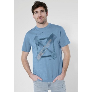 STREET ONE MEN T-Shirt mit coolen Frontprint blau S (48)