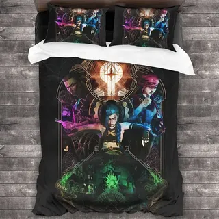 Arcane Kinder Bettwäsche Mikrofaser Weicher Bettbezug 3 teiliges Set - 1 Bettbezug 2 Kissenbezug Anime Spiel Bettwäsche-Sets (135x200cm+80x80cmx2, Arcane6)