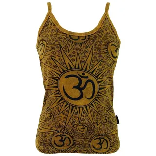 Guru-Shop T-Shirt Yoga Top Om, BohoTop, Goastyle Sommertop - senf Festival, Ethno Style, alternative Bekleidung gelb M/L