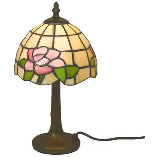 Dapo Hochwertige Echtglas-Tiffany-Stil-Tischleuchte Chloe H:30,5cm D:17cm Stimmungs-Nachttisch-Dekorations-Lampe
