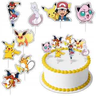 Festivalartikel Tortenstecker Pokemon Topper Set 8 Stk Geburstag Torten Deko Kuchen Junge weiß