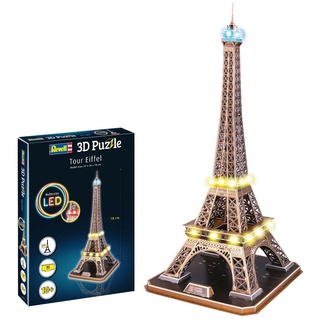 Revell 3D Puzzle 00150 I Eiffelturm Paris I 84 Teile I 4 Stunden Bauspaß für Kinder und Erwachsene I ab 10 Jahren I Mit LED Beleuchtung für einen authentische Präsentation