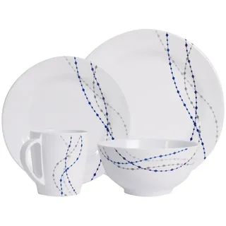 HEKERS Geschirr-Set 100% Melamin Geschirr (4-24 teilig) Line elfen/blau (rund) (24-tlg)