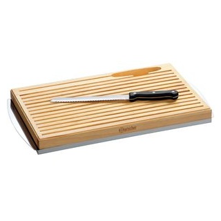 Bartscher Schneidebrett KSE475, C120100, aus Holz, 47,5 x 26 x 4 cm, braun, inkl. Messer