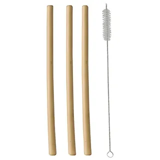 PAPSTAR 120 Trinkhalme, Bambus "pure" 23 cm inkl. Reinigungsbürste