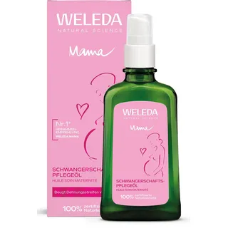 WELEDA Bio Mama Schwangerschaftsöl - Naturkosmetik Babybauch Massageöl zur Dehnungsstreifen Vorbeugung. Hautpflege Schwangerschaft Narbenöl mit Jojobaöl verbessert die Hautelastizität (vegan, 100ml)