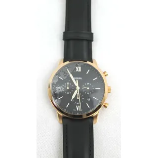 Fossil FS5381 Herrenuhr Neutra Chronograph Leder Schwarz mit Geschenkbox, 5 ATM