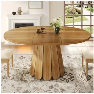 TavilaEcon Esstisch Runder Esszimmertisch, Küchentisch, ausziehbar zu oval (1-St), 118-158 cm, Platz für bis zu 6 Personen, braun braun