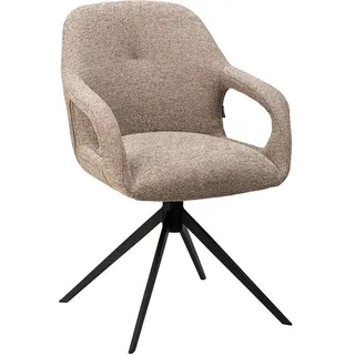 Novel Armlehnstuhl, Schwarz, Cappuccino, Metall, Textil, Drehkreuz, 59.5x85.5x61.5 cm, Wippfunktion, Sitzfläche 360° drehbar, automatische Rückholfunktion, Esszimmer, Stühle, Esszimmerstühle, Armlehnenstühle
