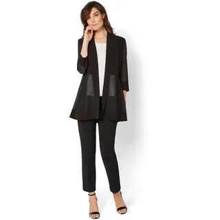 HERMANN LANGE Collection Longblazer "Liliana", Damen, Gr. 42, schwarz, Jersey, Obermaterial: 100% Polyester, HERMANN LANGE COLLECTION, unifarben, elegant, ohne Ausschnitt, 3/4-Ärmel, Blazer, aus Jersey und Chiffon