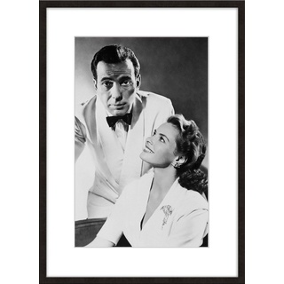 artissimo Bild mit Rahmen Bild gerahmt 51x71cm / schwarz-weiß Poster mit Rahmen Humphrey Boagrt, Film-Szene: Casablanca schwarz