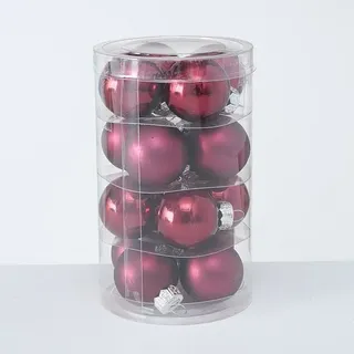 Boltze Weihnachtskugeln Ø 4 cm, 16 tlg, Ø 4 cm, Weinrot
