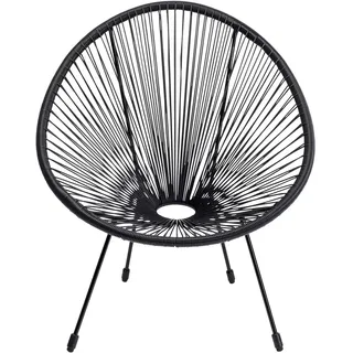 Kare Design Sessel Acapulco Mono, Schwarz, Indoor und Outdoor Stuhl im Retro-Design, Gartenstuhl, Relaxsessel für Balkon, Garten, Terrasse, Schwarzes Stahlgestell, 85x73x78 cm (HxBxT)