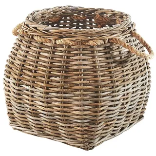 Kobolo Aufbewahrungskorb Rattan geflochten 45 x 45 x 40 cm grau