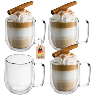 Intirilife 4x Doppelwandiges Thermo Glas Set in ml - Trinken, Gläser Gläser-Sets