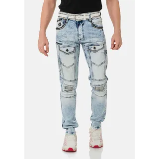Straight-Jeans CIPO & BAXX Gr. 31, Länge 34, blau Herren Jeans Straight Fit in ausgefallenem Look