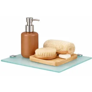 Euro Tische Glas Eckregal 25 x 25 cm, Wandregal für Badezimmer, Duschregal Bad, Glas Badregal mit 6mm ESG Sicherheitsglas, Verschiedene Größen (Weiß)