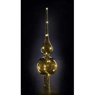 Krinner 76031 Weihnachtsbaumspitze Warmweiß LED Bernstein Mundgeblasenes Glas, mit Schalter