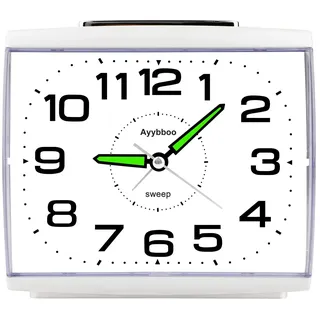 Wecker Analog Ohne Ticken,Seniorenwecker mit Schlummerfunktion,Nachtlicht,Lau...