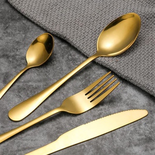 Besteck-Set, Edelstahl-Besteck-Set, Essgeschirr, Gabeln, Messer, Löffel, Spiegelpolitur und spülmaschinenfest(Fork-Gold)