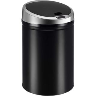 Ribelli Edelstahl Mülleimer - Abfalleimer mit Sensor - automatisches Öffnen und Schließen - Klemmring für Müllbeutel - Abnehmbarer Deckel - mit LED-Funktionsanzeige (schwarz, 40 Liter)