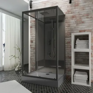 Schulte Bali Komplettdusche mit Schiebetür 115 x 215 cm mattschwarz