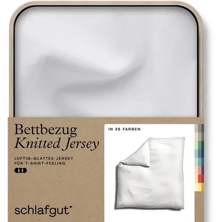 Schlafgut Bettbezug Premium Bettbezug Knitted Jersey (1 St), (1 St), Ton-in-Ton Reißverschluss, Bio-Baumwolle mit Elasthan, Uni, OEKO Tex weiß 200 cm x 200 cm