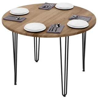 Esstisch Rund 100 Cm Stärke: 28mm, Farbe: Nussbaum, Beine: Schwarz