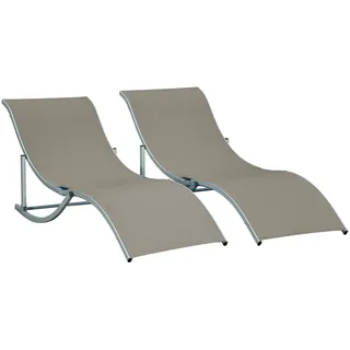Outsunny Gartenliege 61 x 63 x 165 cm hellgrau 2 St.