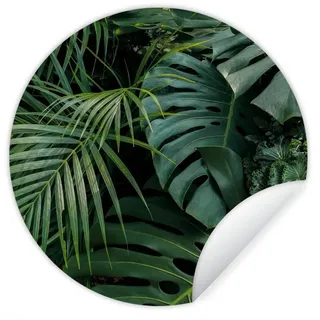 MuchoWow Wandsticker Pflanzen - Dschungel - Blätter - Tropisch (1 St), Runde Aufkleber für Wohnzimmer, Selbstklebend, 100x100 cm bunt 100 cm x 100 cm x 0.1 cm
