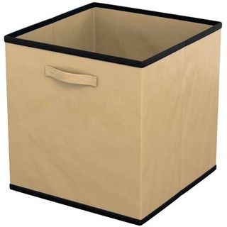 Intirilife 6x faltbare Aufbewahrungs-Stoffbox in Beige - 26.7 x 26.7 x 28 cm - Multifunktionale Sammelbox zum Kombinieren mit Schränken oder Regalen