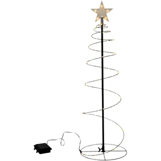 LED Spiral Lichterbaum schwarz für Außen mit Timer - 60 cm - Metall Weihnachtsbaum mit Stern Spitze Batterie betrieben - Weihnachten Advent Garten Deko Beleuchtung