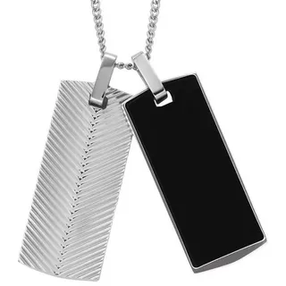 Fossil Kette mit Anhänger Fossil JF04565040 Halskette Herren Harlow Linear Texture Onyx Schwarz silberfarben
