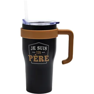 THE CONCEPT FACTORY, KA0618, Eleganter Transportbecher 60cl, Wärmeisolierung, modernes Design, ideal für Kaffee, Tee, Smoothies, leicht zu reinigen, schwarz Größe: 60cl, Farbe: schwarz