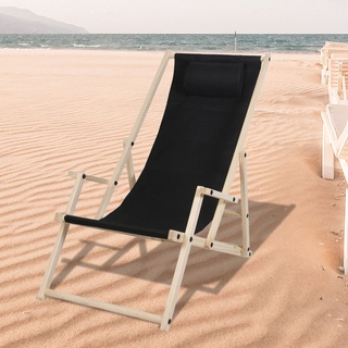 Jopassy Liegestuhl Campingstuhl klappliege Strand Klappbar Sonnenstuhl Holz Sonnenliege schwarz