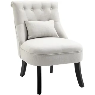 Homcom Relaxsessel mit Rückenkissen Polyester 69 x 77 x 0 cm Cremeweiß