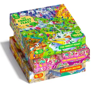 Magic Puzzles 3er-Pack • Serie Zwei • The Busy Bistro, The Crystal Caves, & The Forest Feast • 1000 Teile Puzzle von The Magic Puzzle