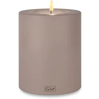 Qult Farluce Trend • Farbe Taupe • ∅ 10cm Höhe 12 cm • Teelichthalter in Kerzenform • Kunststoffkerze in Kerzenoptik • Mit Teelichteinsatz • inkl. 1 TLM16 Maxilight Teelicht (für ∅ 10 & 12 cm)