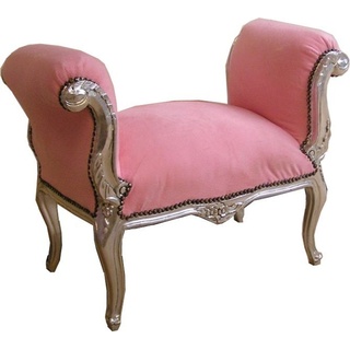 Casa Padrino Hocker Barock Schemel Hocker Rosa / Silber - Sitzbank