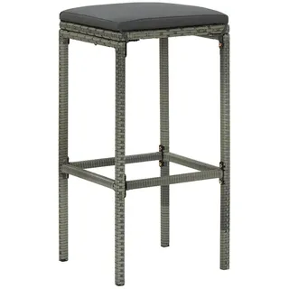 vidaXL Barhocker mit Kissen 3 Stk. Grau Poly Rattan