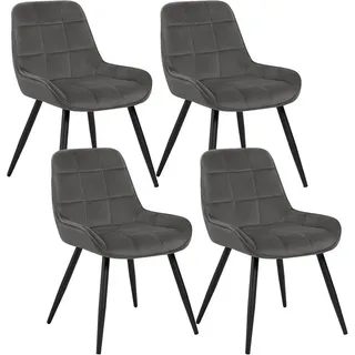 Woltu Esszimmerstuhl Samt dunkelgrau 4er Set