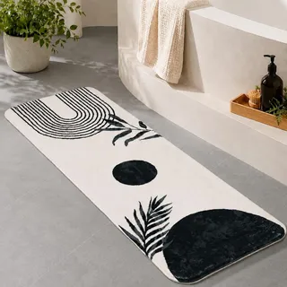bsheuancek Boho-Badezimmerläufer, rutschfest, großer, langer Badezimmerteppich, hübsche Badematte für Schlafzimmer, Flur, Küche, weicher, flauschiger, waschbarer Duschvorleger