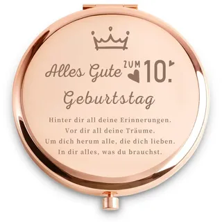 QUSTGO Gravierter Taschenspiegel, Geburtstagsgeschenk für Mädchen, personalisiertes Geschenk zum 10. Geburtstag
