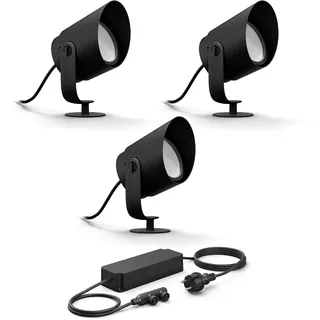 Philips Hue Lily XL Basis set mit 3 Gartenstrahler (Anthrazit) - Weißes und Farbiges Licht - inkl. 1 Stromkabel - Gartenbeleuchtung - Hue White and Color Ambiance