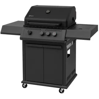 tepro 3+1 Brenner Gasgrill Woodlake – 3-Brenner-Gasgrill mit Infrarot-Keramik-Seitenbrenner - Schwarz