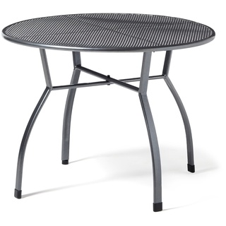 greemotion Gartentisch Toulouse rund, Ø ca.100 cm, pflegeleichter Tisch aus kunststoffummanteltem Stahl, Esstisch mit Niveauregulierung, eisengrau, 100 x 100 x 72 cm, 100 cm l x 100 cm b x 72 cm h