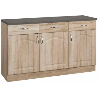 wiho Küchen Unterschrank Linz 120 cm breit, in Landhaus-Optik beige|grau