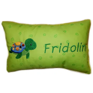 Momelie Grünes Schmusekissen * Kuschelkissen * Schildkröte * mit Namen Bestickt * 17 x 29 cm * SK-gn_0041
