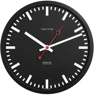 Hermle Wanduhr Hermle 30471-742100 Wanduhr Quarz schwarz schwarz